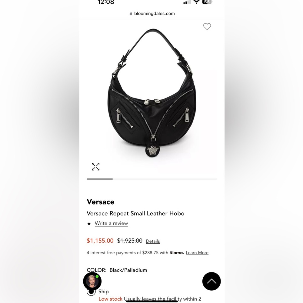 Versace repeat small leather hobo bag